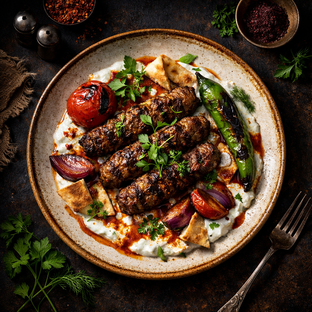 Tabakta ana yemek ve menü çekimi kadrajı